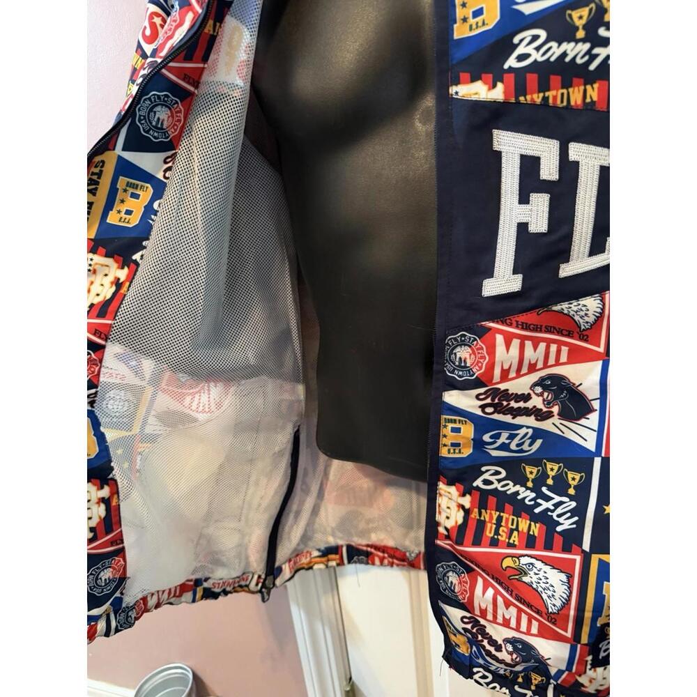 Born Fly Multicolor Zip Up Jacket Mens Medium All Over Print Hip Hop - Picture 3 of 8